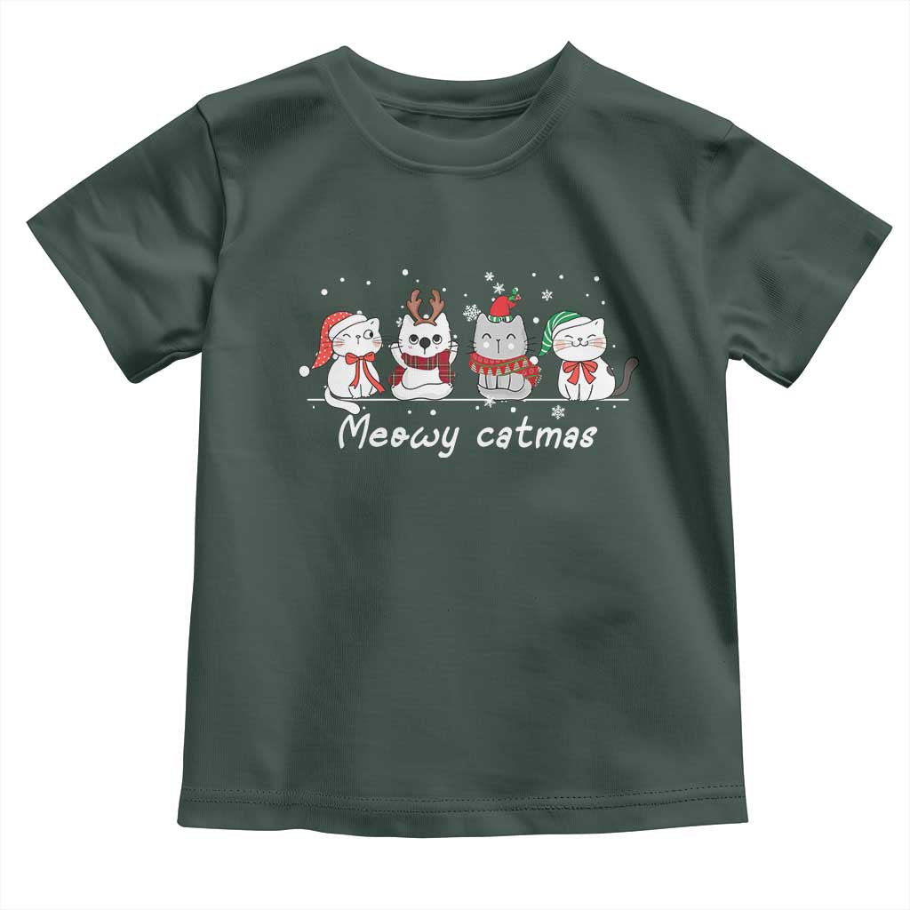 Xmas Cat Toddler T Shirt Meowy Catmas Cute Cat Santa Hat