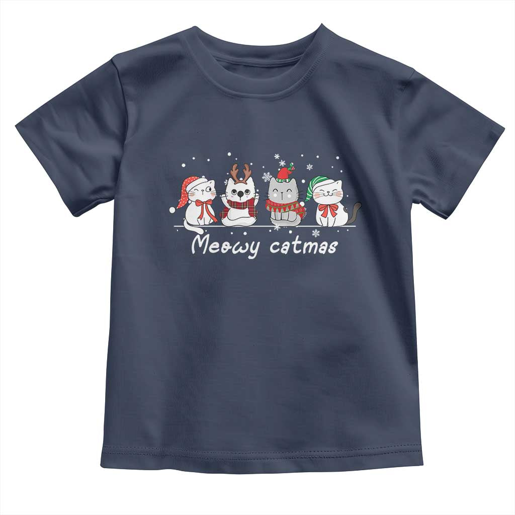 Xmas Cat Toddler T Shirt Meowy Catmas Cute Cat Santa Hat