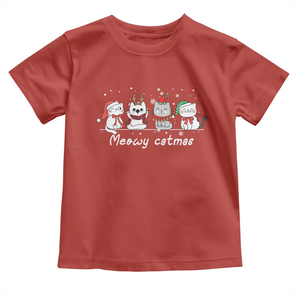 Xmas Cat Toddler T Shirt Meowy Catmas Cute Cat Santa Hat