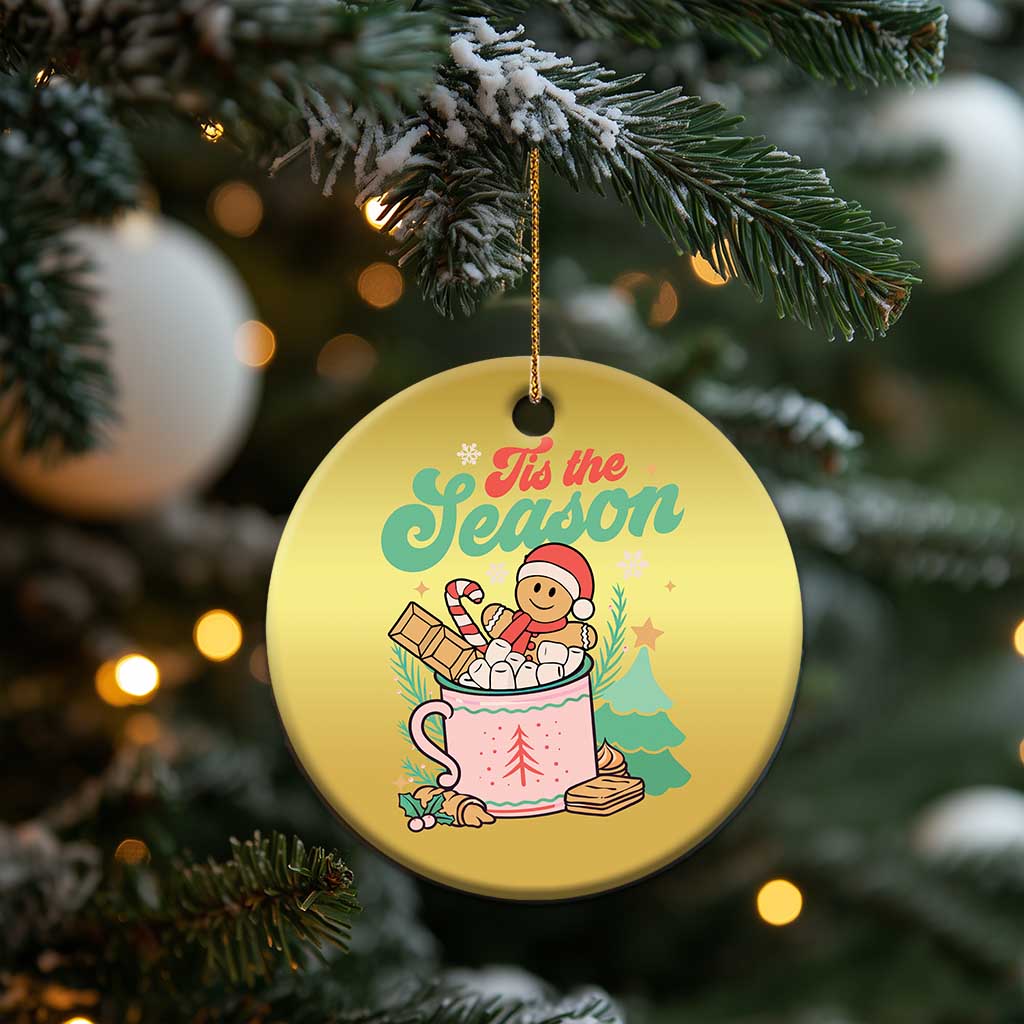 Tis The Season Xmas Christmas Ornament Groovy Retro Gingerbread Hot Cocoa - Wonder Print Shop