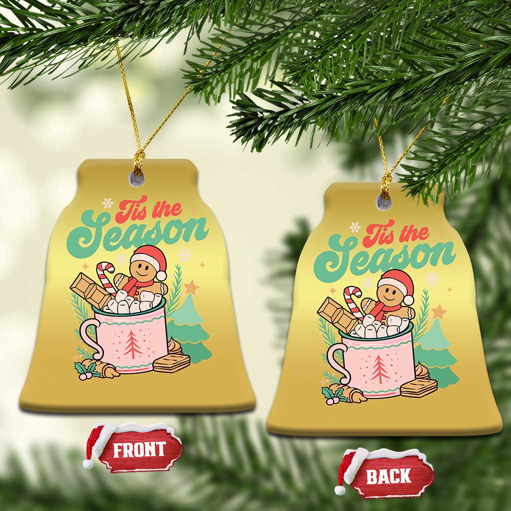 Tis The Season Xmas Christmas Ornament Groovy Retro Gingerbread Hot Cocoa - Wonder Print Shop