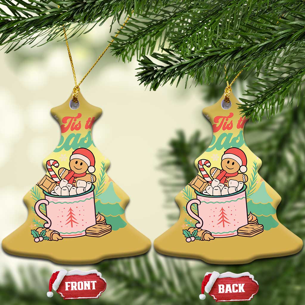 Tis The Season Xmas Christmas Ornament Groovy Retro Gingerbread Hot Cocoa - Wonder Print Shop