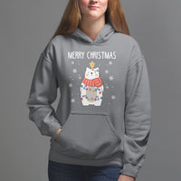 Polar Bear Christmas Tree Costume Red Scarf Merry Christmas Hoodie - Wonder Print Shop