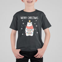 Polar Bear Christmas Tree Costume Red Scarf Merry Christmas T Shirt For Kid - Wonder Print Shop