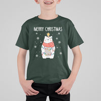 Polar Bear Christmas Tree Costume Red Scarf Merry Christmas T Shirt For Kid - Wonder Print Shop