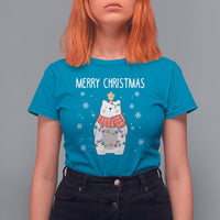 Polar Bear Christmas Tree Costume Red Scarf Merry Christmas T Shirt - Wonder Print Shop