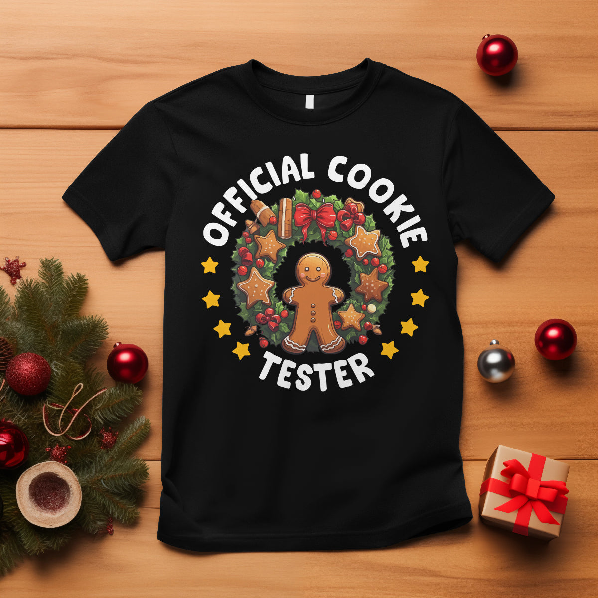 Christmas T Shirt Official Cookie Tester Baking Gingerbread Men - Wonder Print Shop