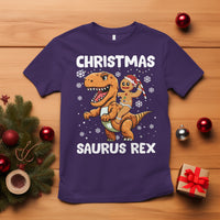 Christmas Saurus Gingerbread Dinosaur Riding Funny Cookie T Shirt - Wonder Print Shop