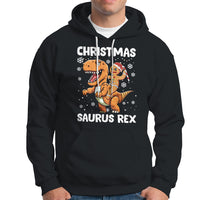 Christmas Saurus Gingerbread Dinosaur Riding Funny Cookie Hoodie - Wonder Print Shop