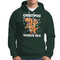 Christmas Saurus Gingerbread Dinosaur Riding Funny Cookie Hoodie - Wonder Print Shop