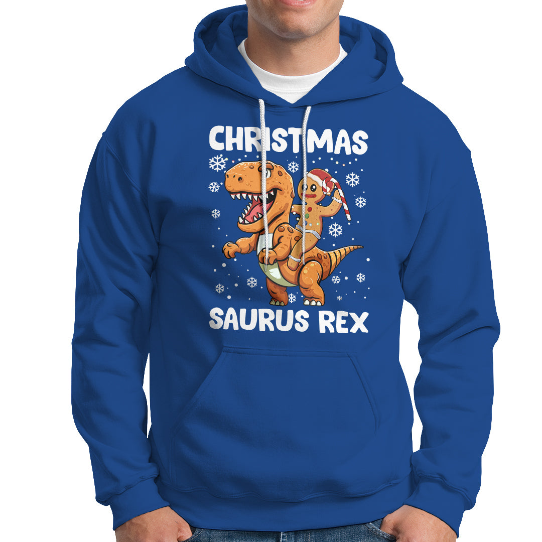 Christmas Saurus Gingerbread Dinosaur Riding Funny Cookie Hoodie - Wonder Print Shop