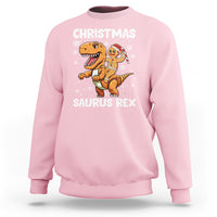 Christmas Saurus Gingerbread Dinosaur Riding Funny Cookie Sweatshirt - Wonder Print Shop