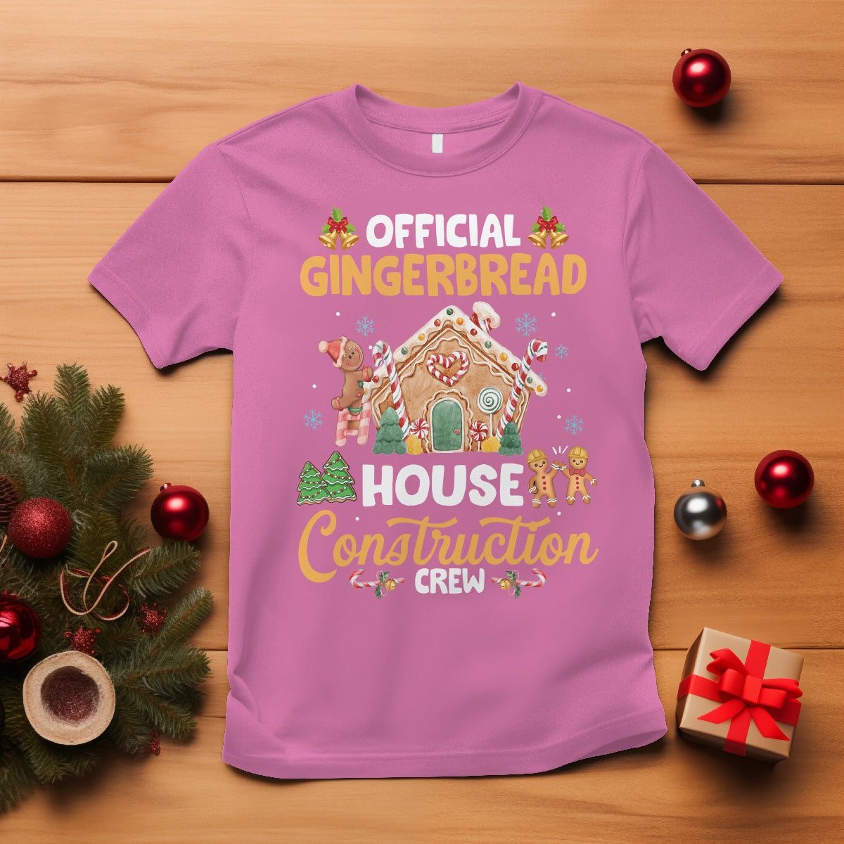 Christmas T Shirt Official Gingerbread House Construction Crew Decorating - Wonder Print Shop