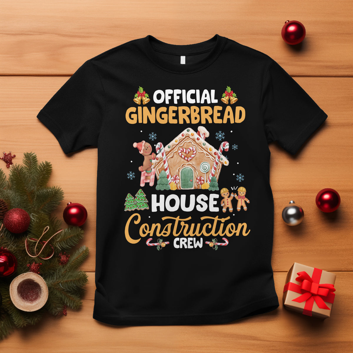 Christmas T Shirt Official Gingerbread House Construction Crew Decorating - Wonder Print Shop