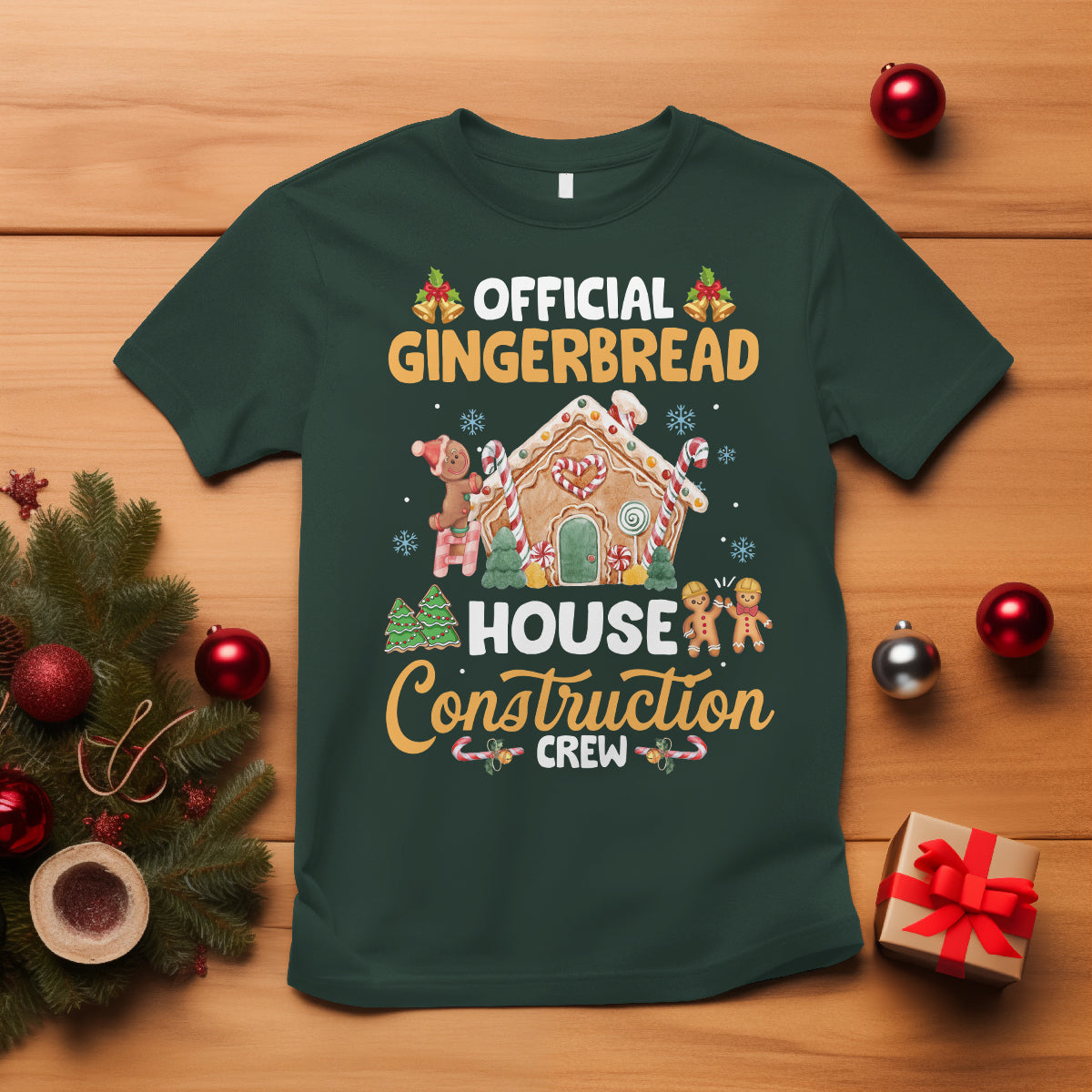 Christmas T Shirt Official Gingerbread House Construction Crew Decorating - Wonder Print Shop