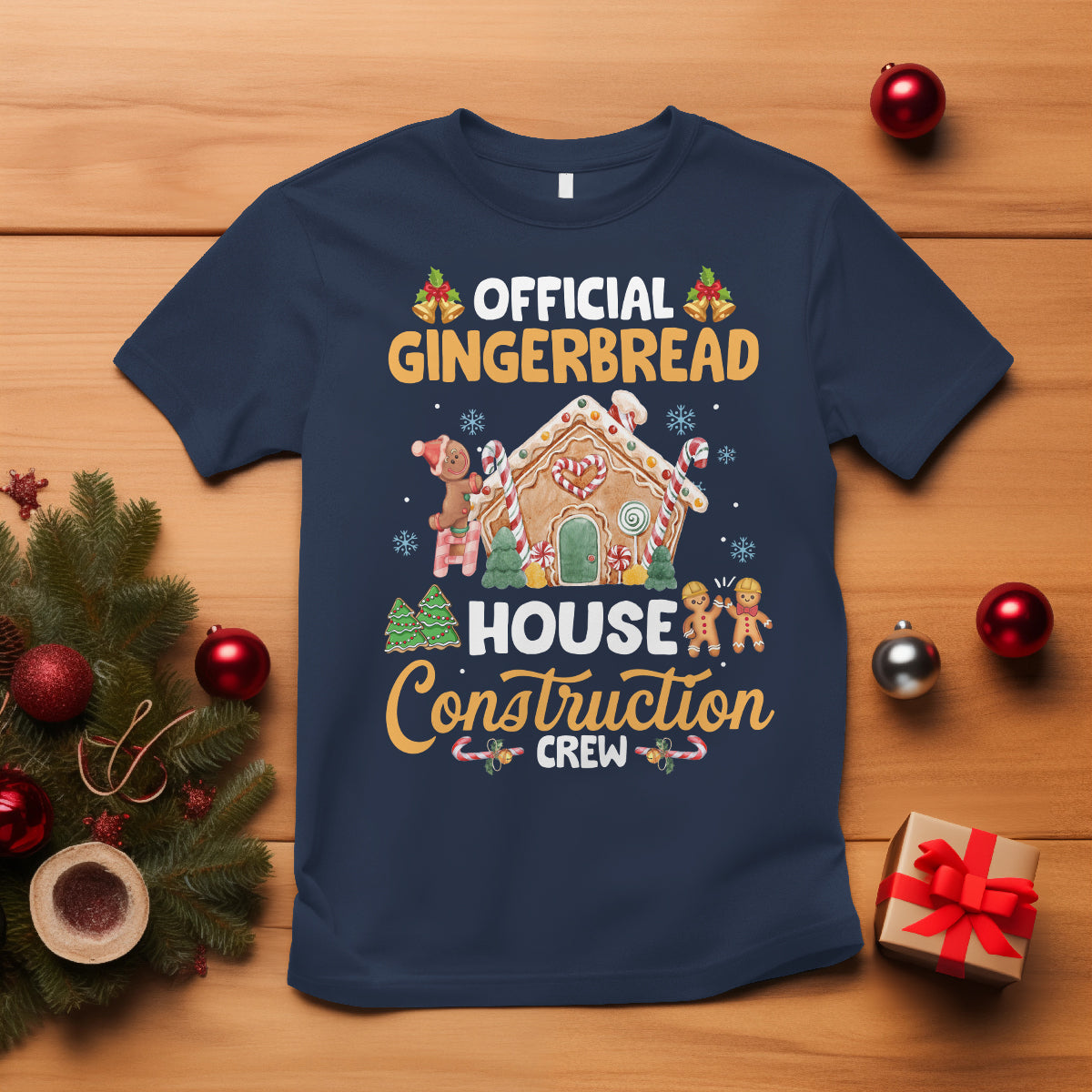 Christmas T Shirt Official Gingerbread House Construction Crew Decorating - Wonder Print Shop