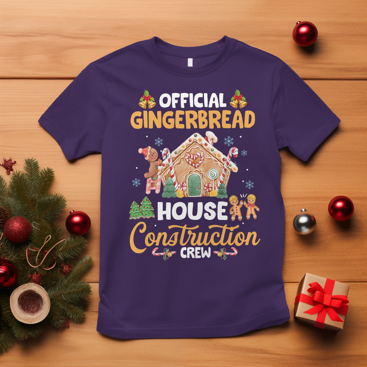 Christmas T Shirt Official Gingerbread House Construction Crew Decorating - Wonder Print Shop