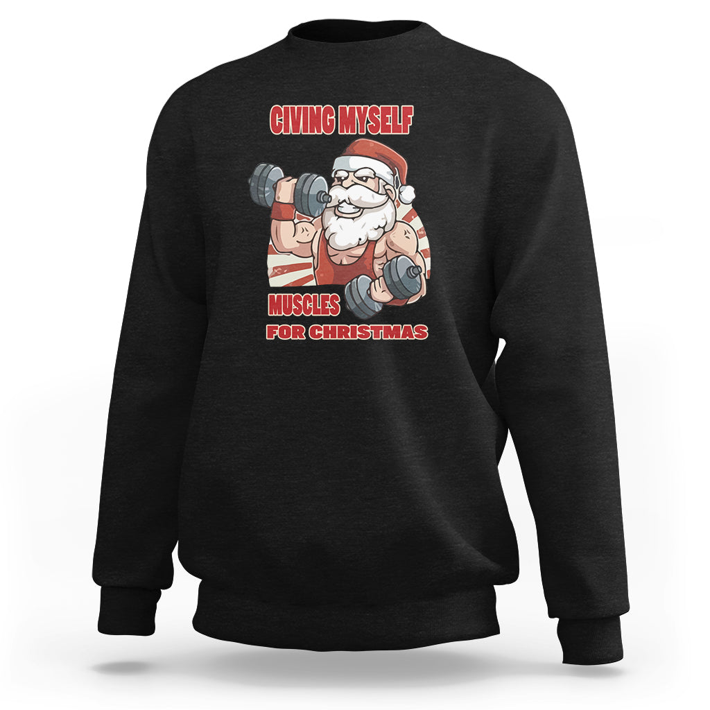 Christmas Sweatshirt Civing Muscles Santa Weightlifting Gymer - Wonder Print Shop