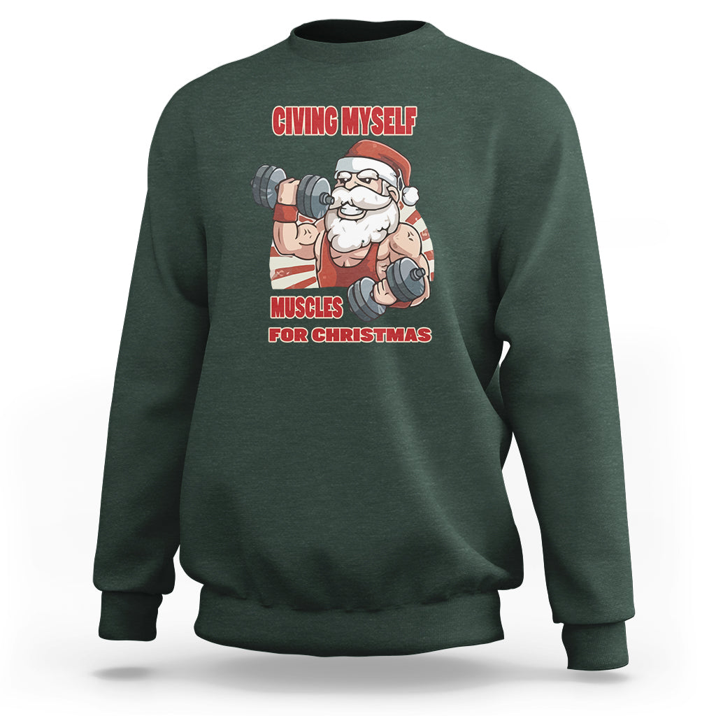 Christmas Sweatshirt Civing Muscles Santa Weightlifting Gymer - Wonder Print Shop