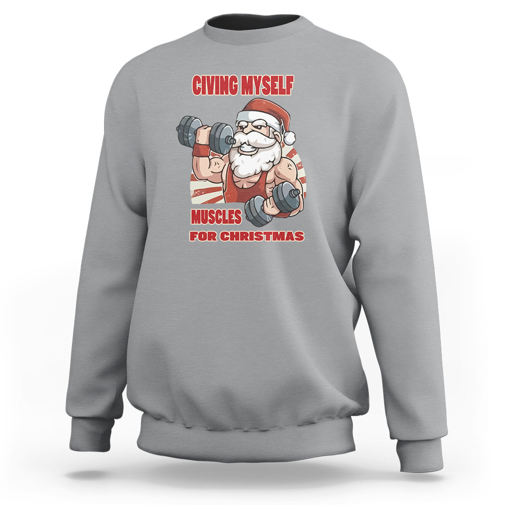 Christmas Sweatshirt Civing Muscles Santa Weightlifting Gymer - Wonder Print Shop