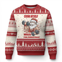 Xmas Santa Gymer Ugly Christmas Sweater Civing Muscles Santa Weightlifting - Wonder Print Shop