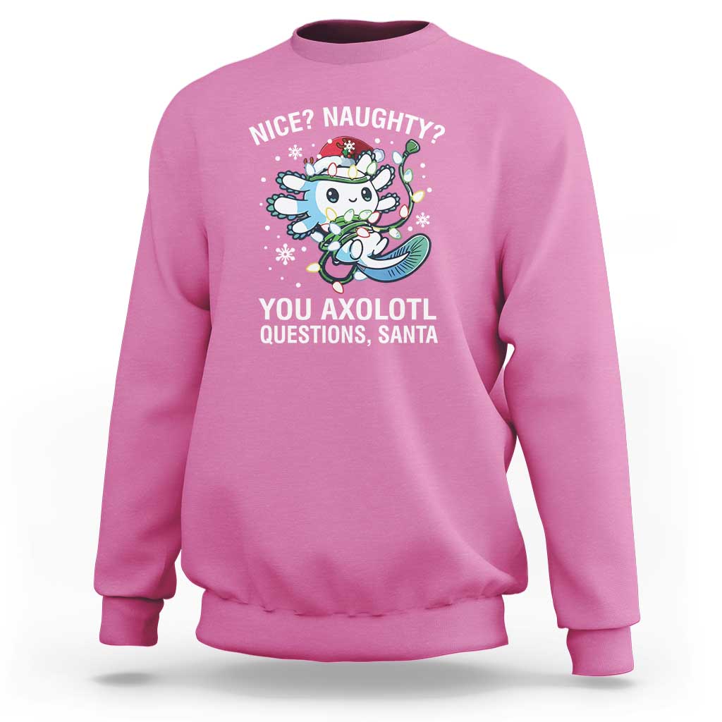 Christmas Axolotl Sweatshirt Nice Naughty You Axolotl Questions Santa - Wonder Print Shop