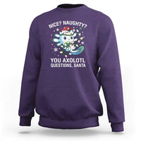 Christmas Axolotl Sweatshirt Nice Naughty You Axolotl Questions Santa - Wonder Print Shop