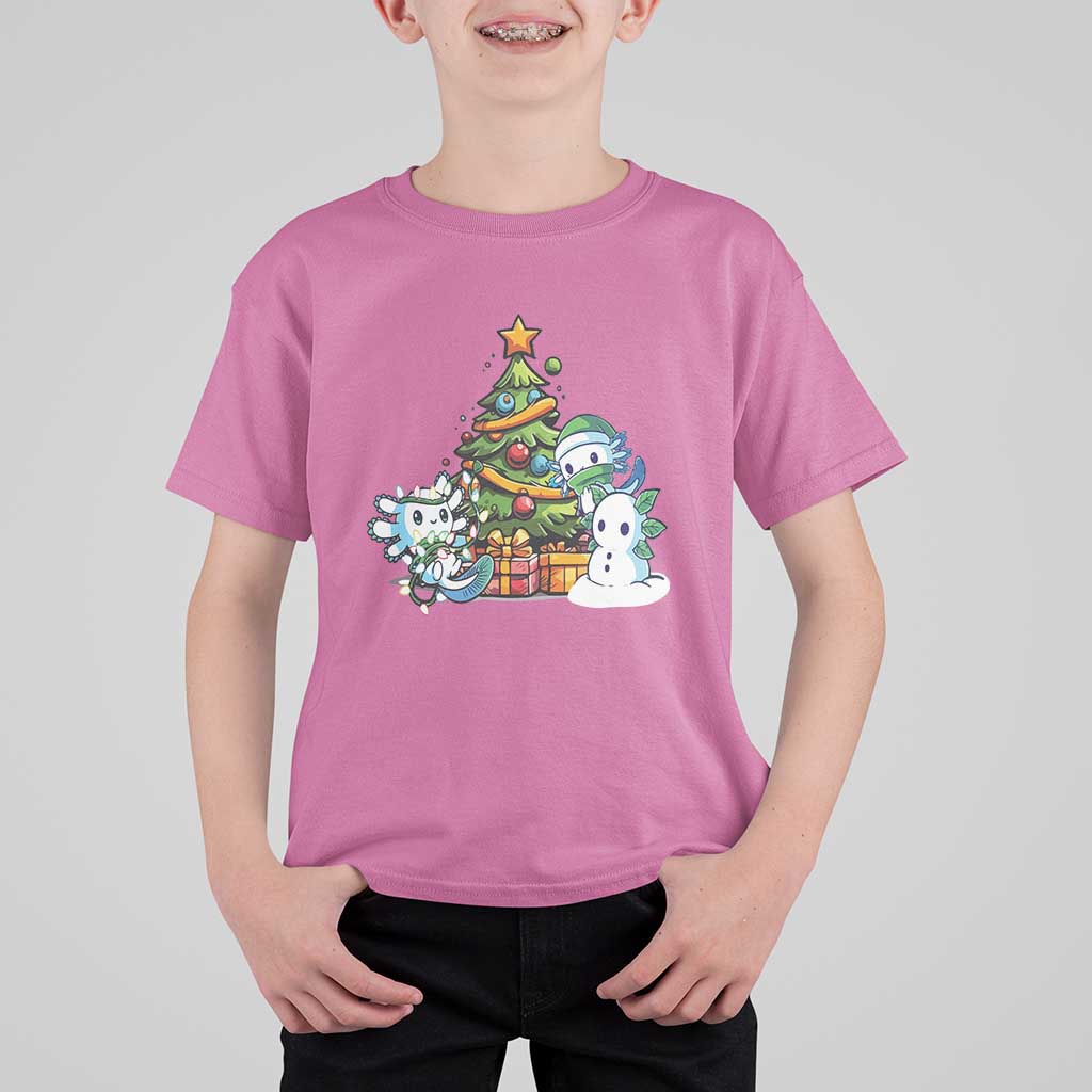 Cute Axolotl Christmas Tree T Shirt For Kid - Wonder Print Shop