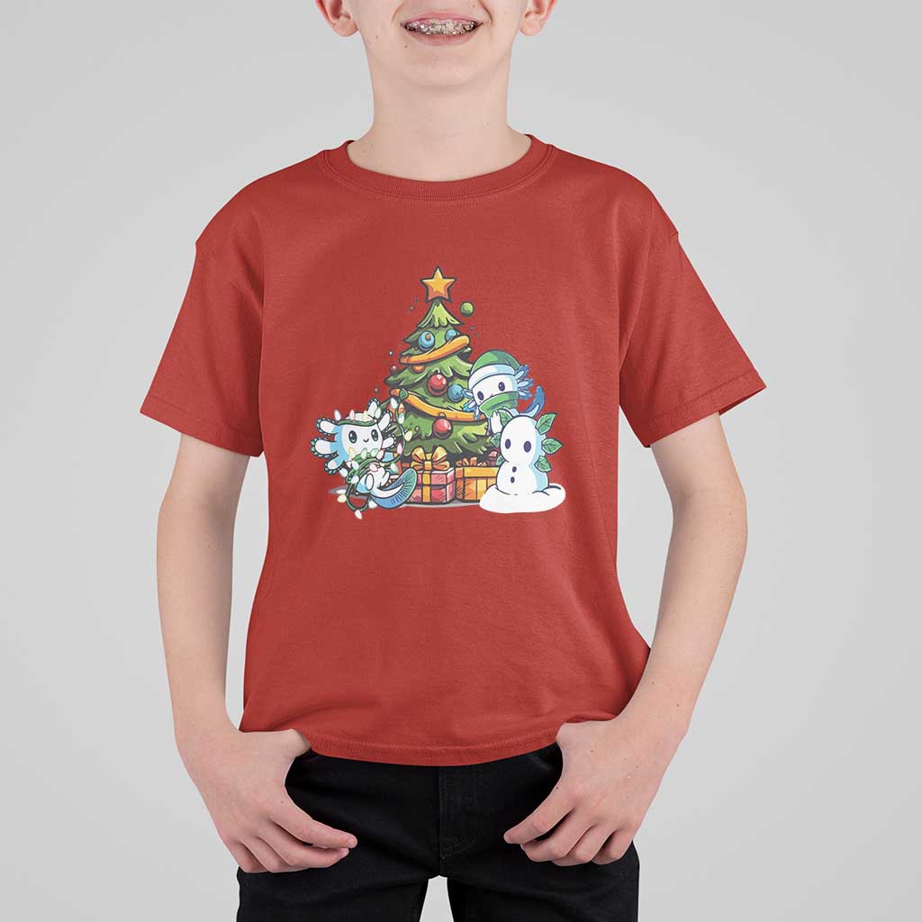 Cute Axolotl Christmas Tree T Shirt For Kid - Wonder Print Shop