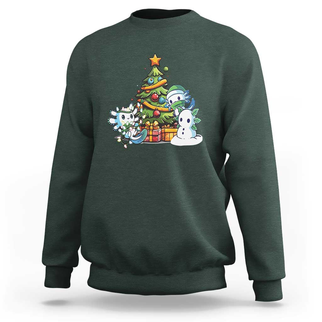 Cute Axolotl Christmas Tree Sweatshirt - Wonder Print Shop