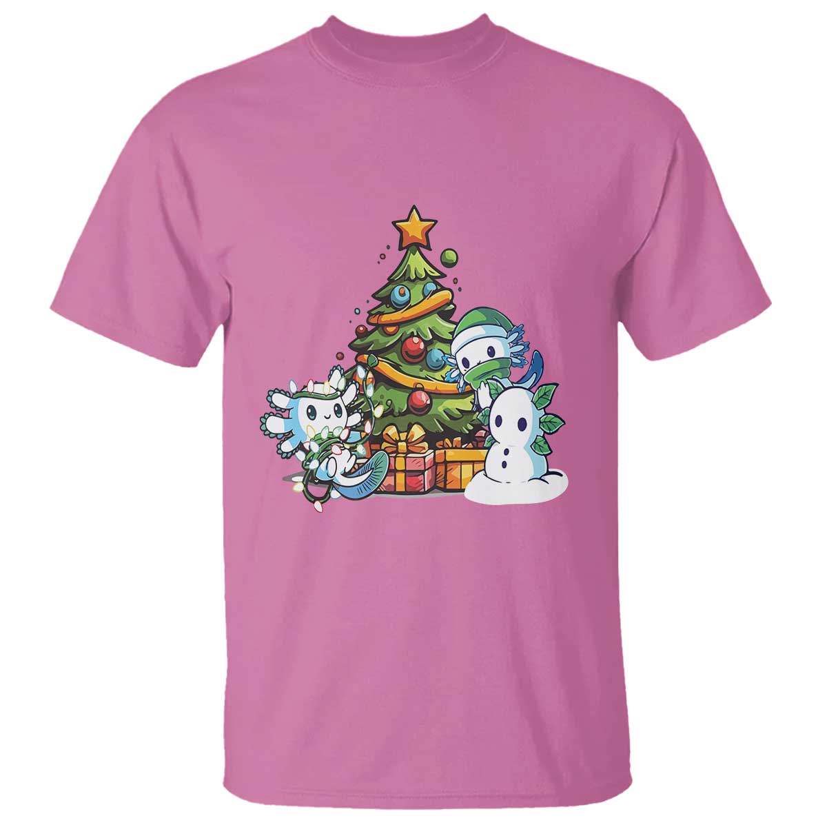 Cute Axolotl Christmas Tree T Shirt - Wonder Print Shop
