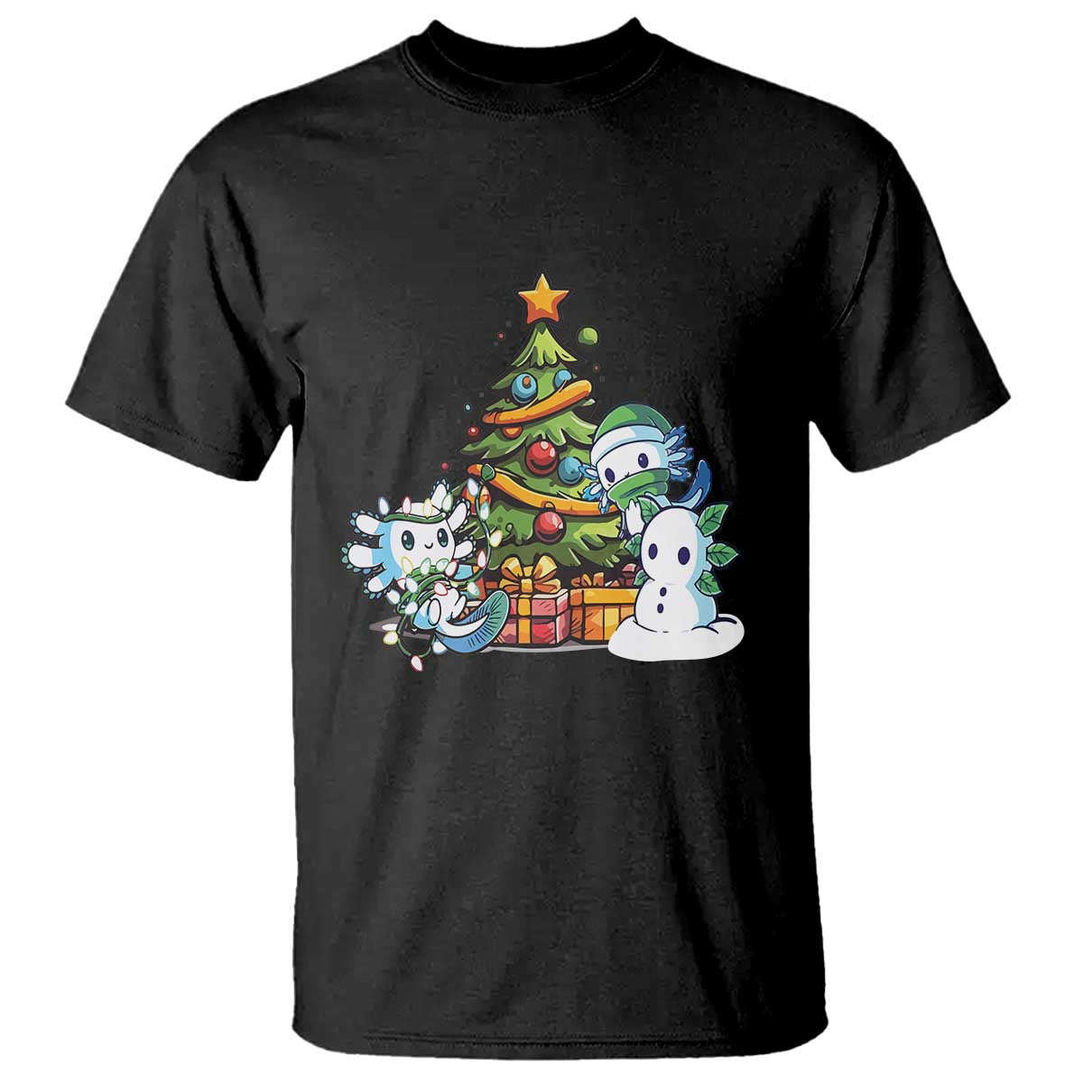 Cute Axolotl Christmas Tree T Shirt - Wonder Print Shop
