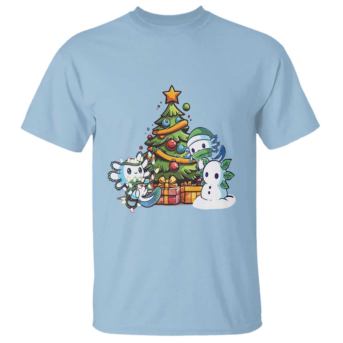 Cute Axolotl Christmas Tree T Shirt - Wonder Print Shop