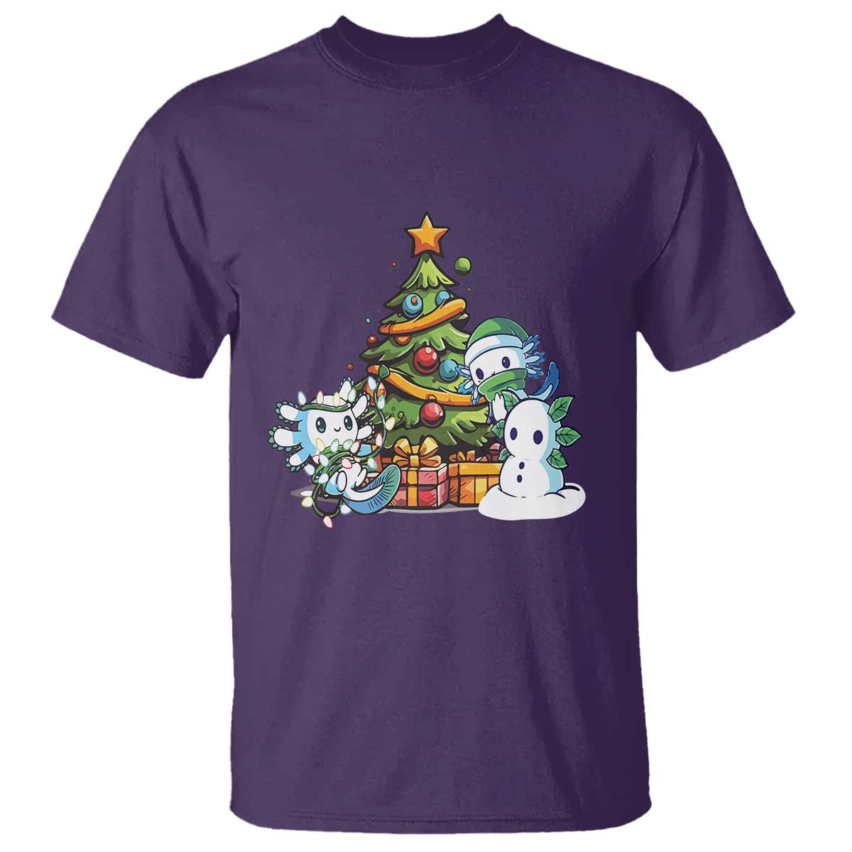 Cute Axolotl Christmas Tree T Shirt - Wonder Print Shop
