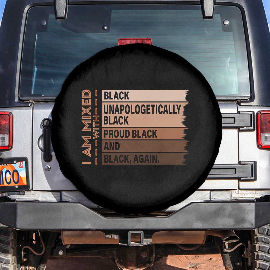Melanin Pride Spare Tire Cover Yes I'm Mixed With Black TS09