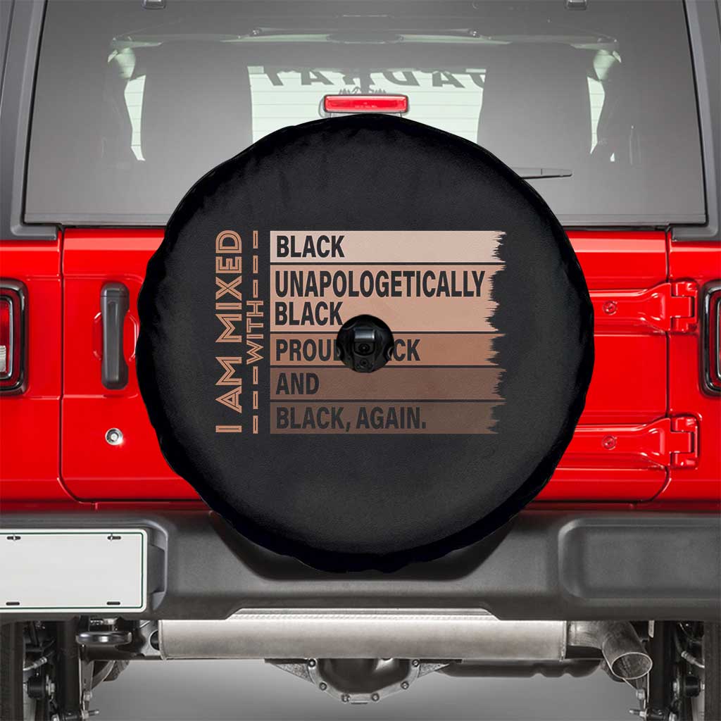Melanin Pride Spare Tire Cover Yes I'm Mixed With Black TS09