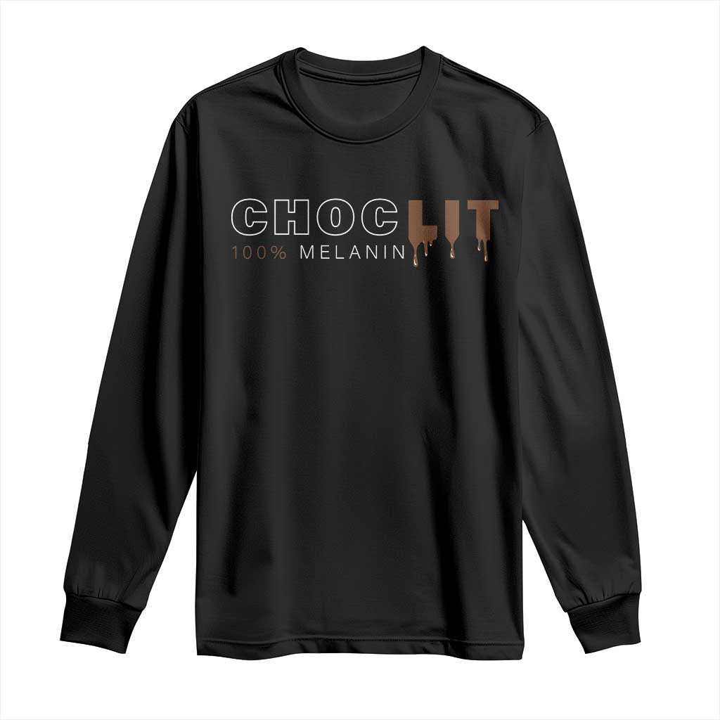 Black Pride Long Sleeve Shirt Choclit 100% Melanin African American