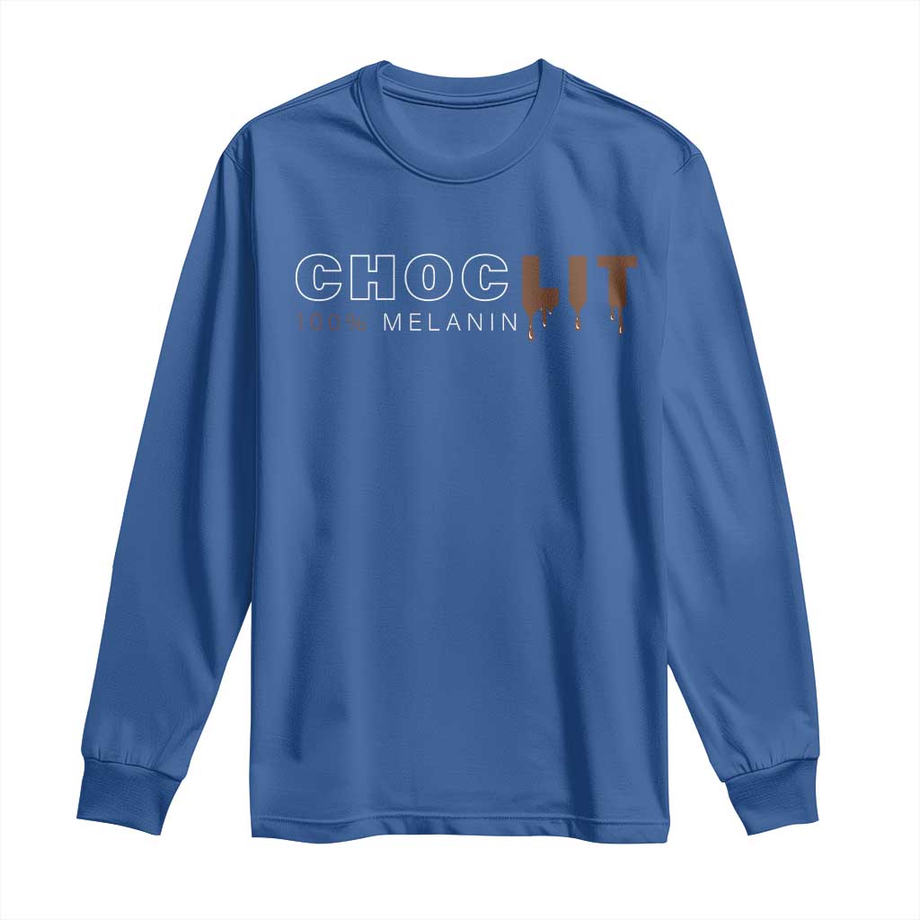 Black Pride Long Sleeve Shirt Choclit 100% Melanin African American