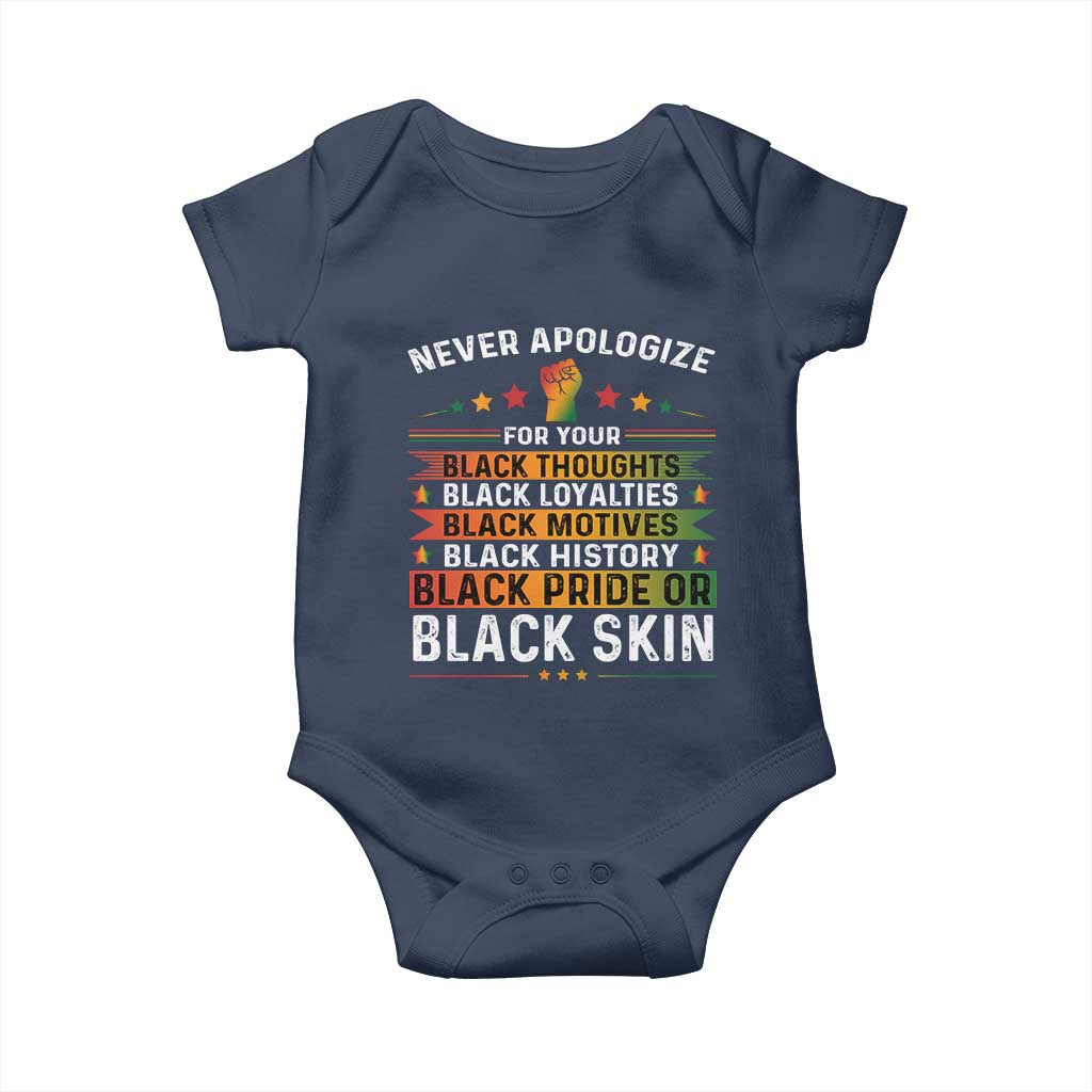 Black Pride Baby Onesie Never Apologize For Your Blackness Black History Month