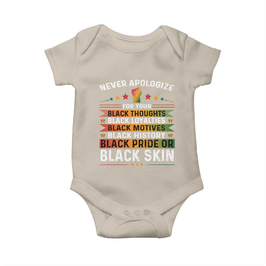 Black Pride Baby Onesie Never Apologize For Your Blackness Black History Month
