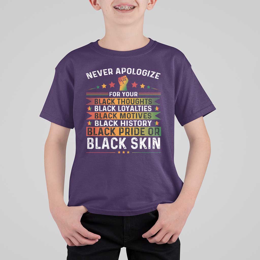 Black Pride T Shirt For Kid Never Apologize For Your Blackness Black History Month
