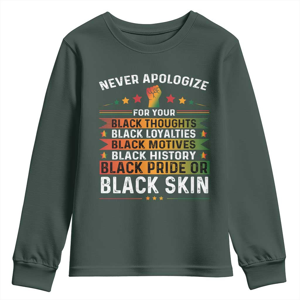 Black Pride Youth Sweatshirt Never Apologize For Your Blackness Black History Month