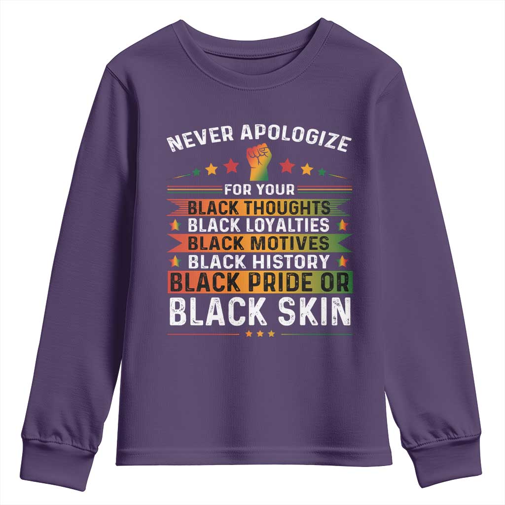 Black Pride Youth Sweatshirt Never Apologize For Your Blackness Black History Month