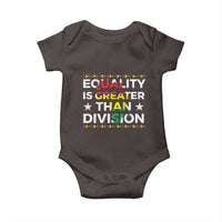 Black History Month Baby Onesie Equality Is Greater Than Division