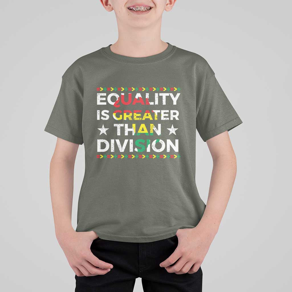 Black History Month T Shirt For Kid Equality Is Greater Than Division