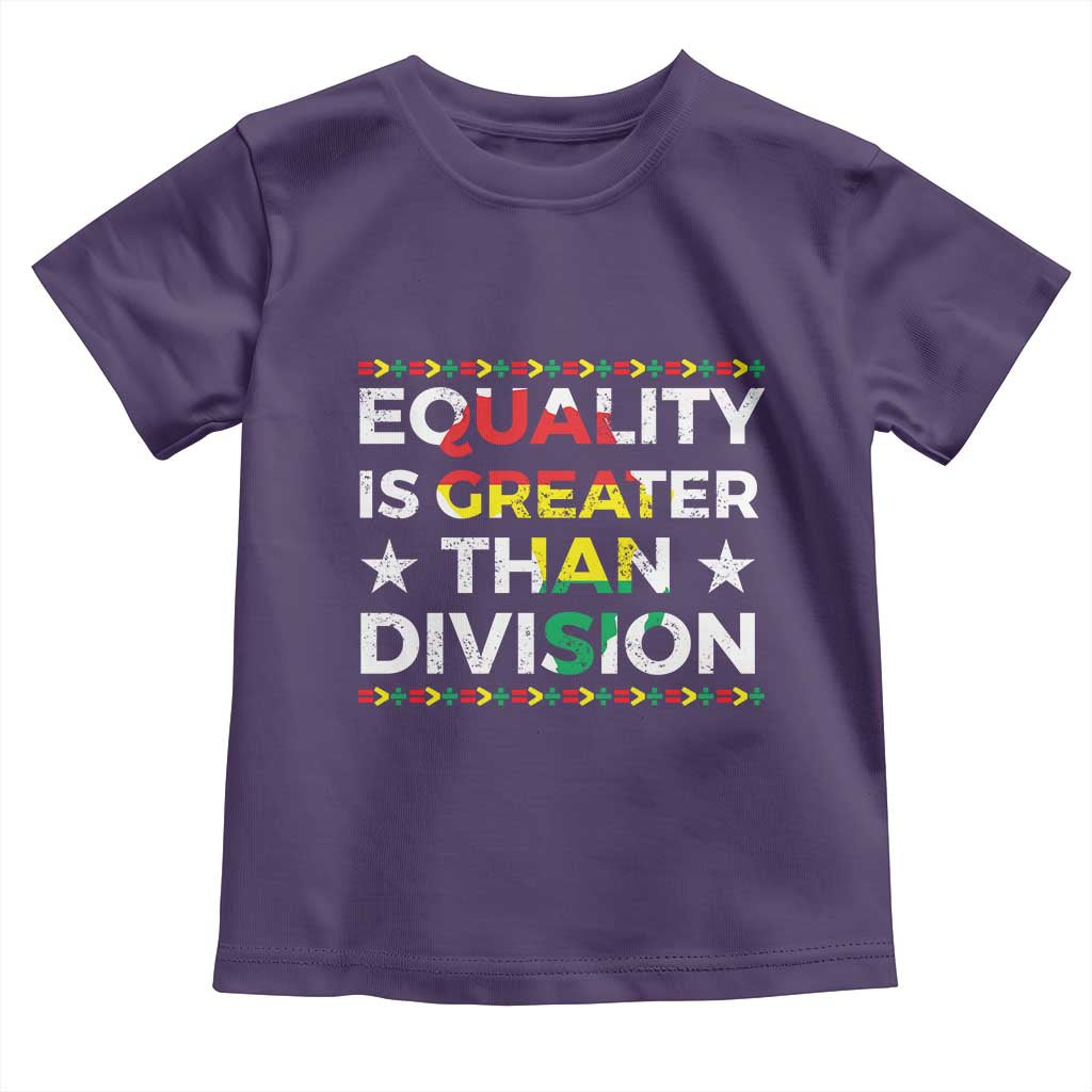 Black History Month Toddler T Shirt Equality Is Greater Than Division