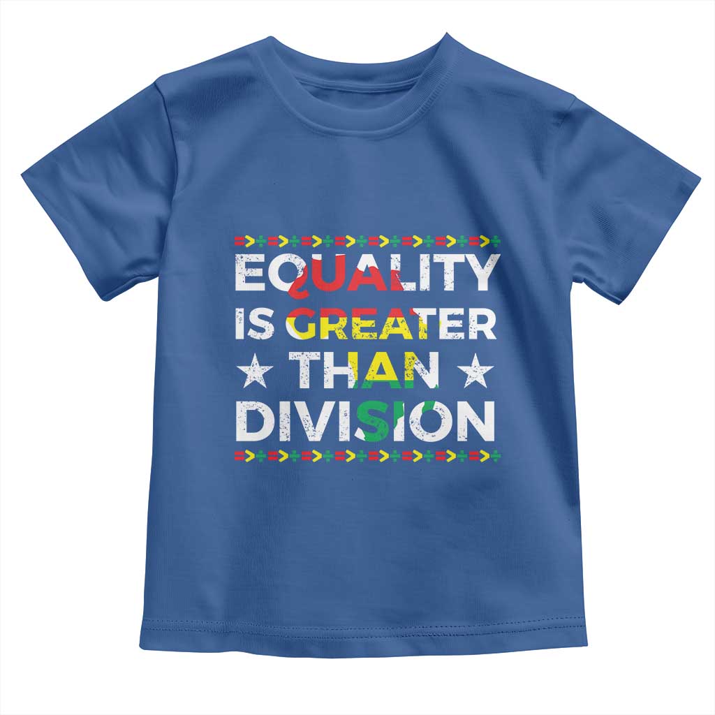 Black History Month Toddler T Shirt Equality Is Greater Than Division