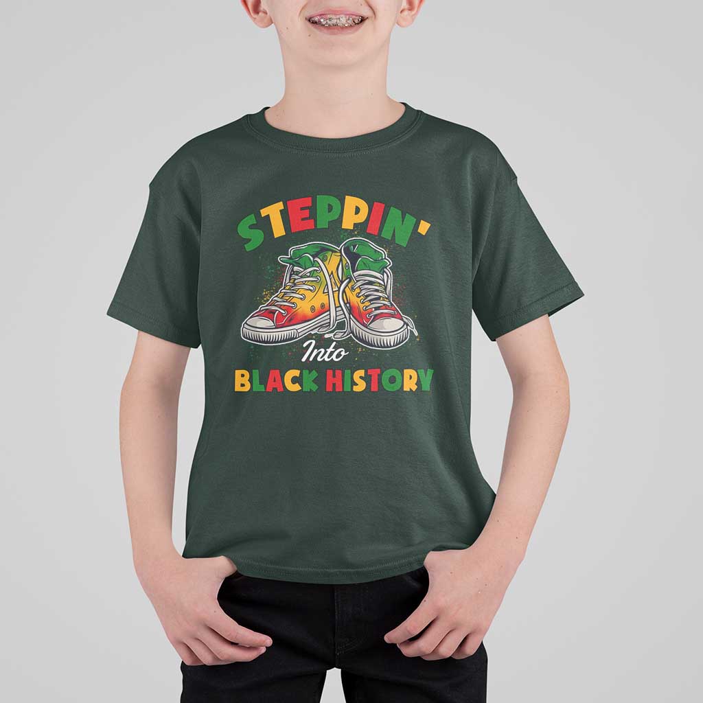 Stepping Into Black History Month T Shirt For Kid