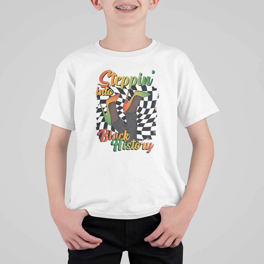 Stepping Into Black History Month T Shirt For Kid African American Women Melanin Pride