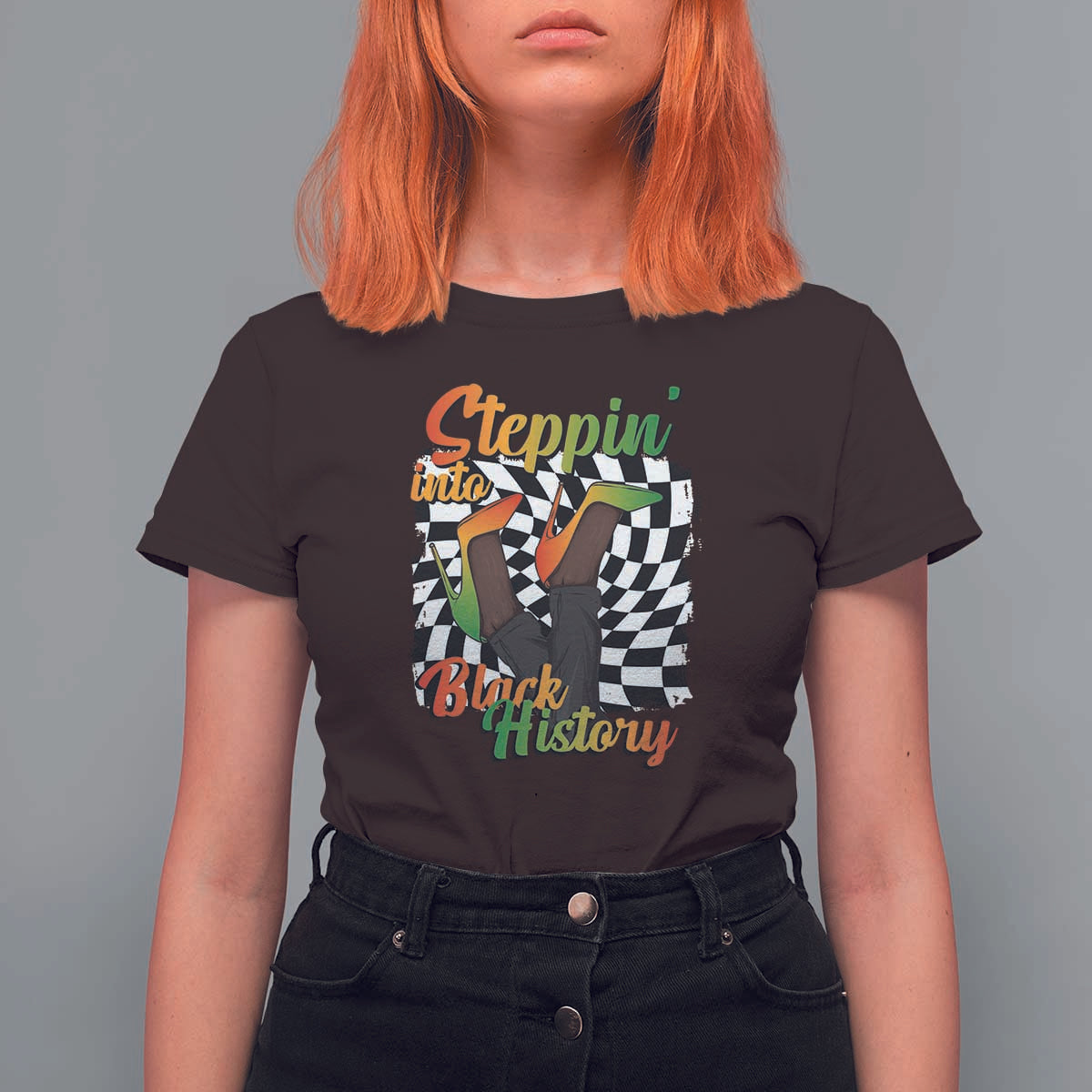 Stepping Into Black History Month T Shirt For Women African American Women Melanin Pride